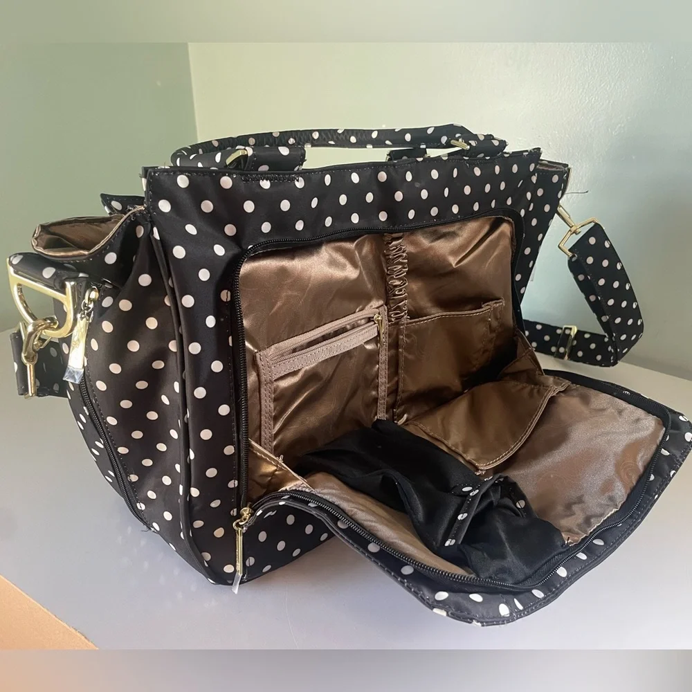 JuJuBe Baby Diaper Bag Polka Dot Tote Bag Changing Pad Pockets Storage New